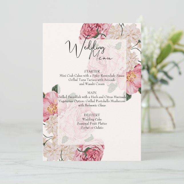 Tarjeta Boda floral (Anverso de pie)