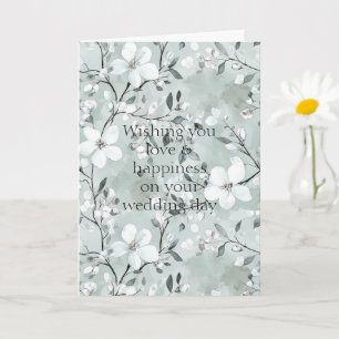 Tarjeta Boda floral azul azul gris moda