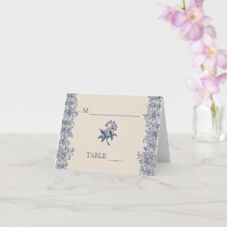 Tarjeta boda floral azul reservada
