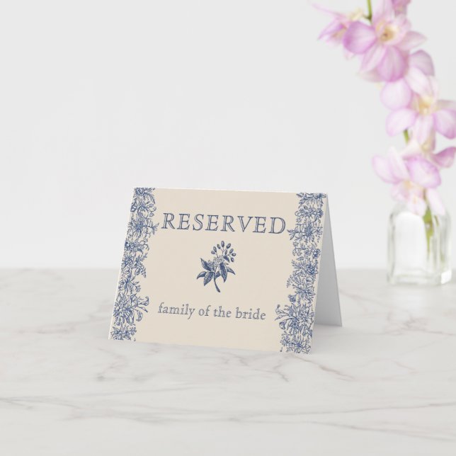 Tarjeta boda floral azul reservada (Orquídea)