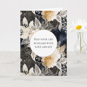 Tarjeta Boda Floral Black Peach White Leopardo