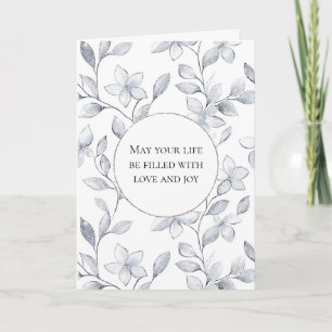 Tarjeta Boda floral blanca de plata romántica
