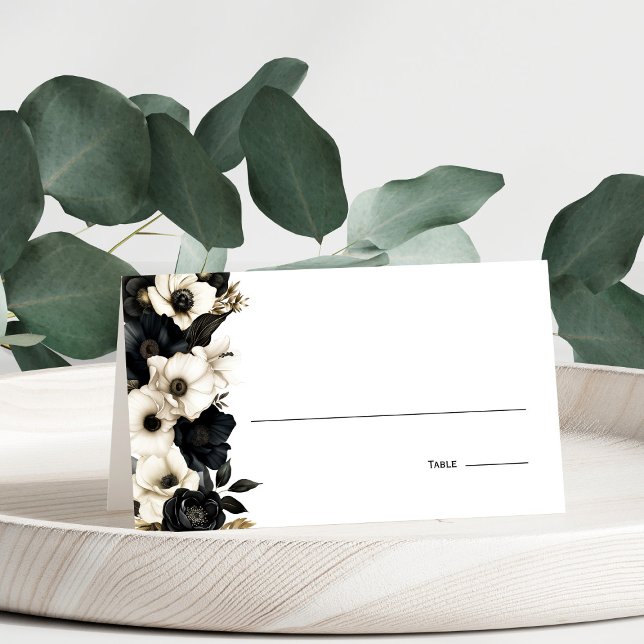 Tarjeta Boda floral blanca y negra (Subido por el creador)