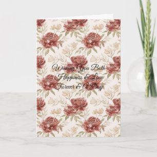 Tarjeta Boda floral crema roja romántica