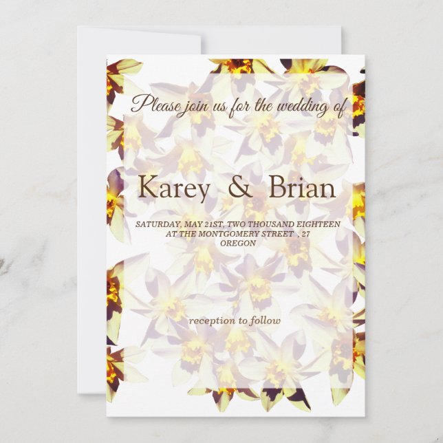 Tarjeta Boda floral, Daffodis amarillos (Anverso)