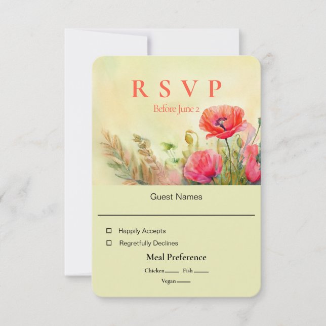 Tarjeta Boda floral de acuarela de primavera (Anverso)