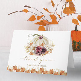 Tarjeta Boda Floral de Calabaza Agradecimiento