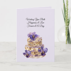 Tarjeta Boda Floral de Crema de Champán Iris Púrpura Preci