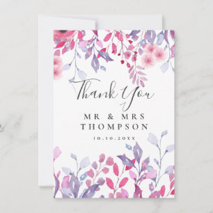 Tarjeta Boda floral de flores silvestres del país púrpura