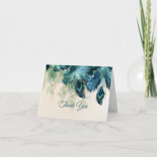 Tarjeta Boda floral de Peacock | Gracias