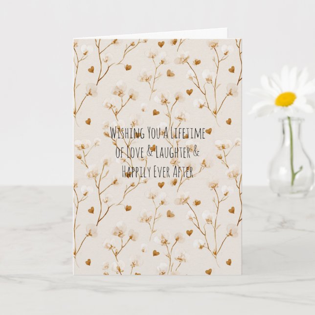 Tarjeta Boda Floral Desmayo Corazones Marrones Despedida d (Planta pequeña)