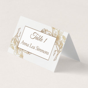 Tarjeta Boda floral Metalizado Faux dorado
