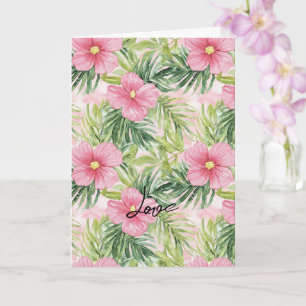 Tarjeta Boda floral rosa tropical