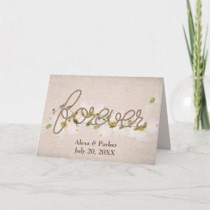 Tarjeta Boda Forever Rope Text and Flowers