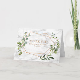 Tarjeta Boda fotográfico de mármol de Eucalipto geométrico