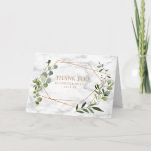 Tarjeta Boda fotográfico de mármol de Eucalipto geométrico