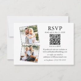 Tarjeta Boda fotográfico minimalista simple 2 QR RSVP
