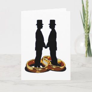 Tarjeta Boda Gay Groom Gold Anillos Matrimonios Arte