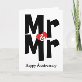 Tarjeta Boda Gay Sr y Sr Aniversario Blanco Negro