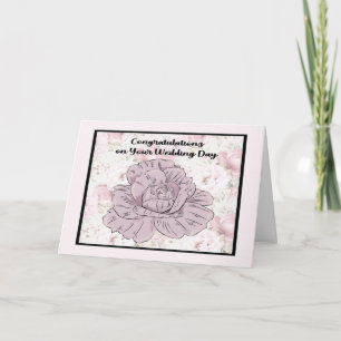 Tarjeta Boda general con Rosa y flores de lavanda