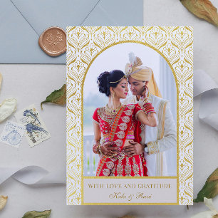 Tarjeta Boda Gold Art Deco Gracias Foto