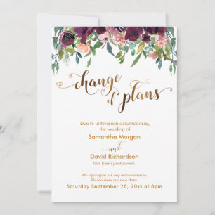 Tarjeta Boda Gold Hearts Cambio floral de planes