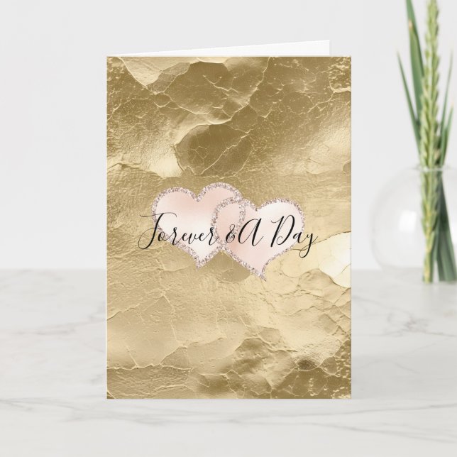 Tarjeta Boda Gold Rubor Pink Forever (Anverso)
