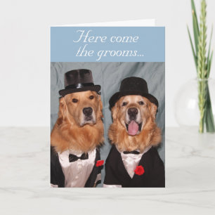 Tarjeta Boda Golden Retriever Two Grooms