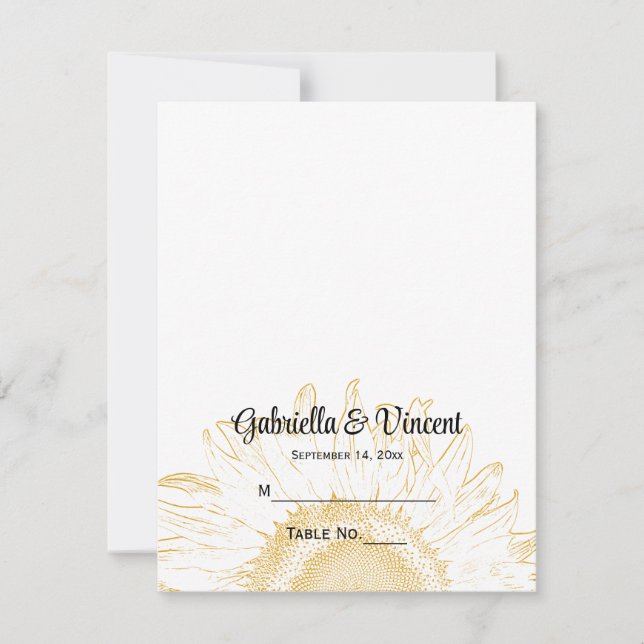 Tarjeta Boda grafica amarillo girasol (Anverso)