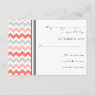 Tarjeta Boda Gray Coral Chevron RSVP