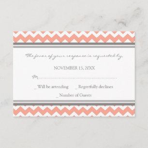 Tarjeta Boda Gray Coral Chevron RSVP
