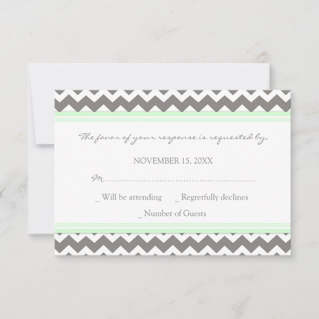 Tarjeta Boda Gray Mint Chevron RSVP (Anverso)