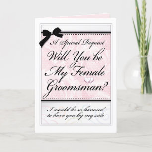 Tarjeta Boda Groomsman Rosas y corazones elegantes
