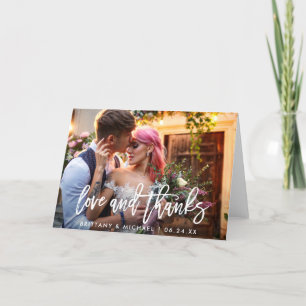 Tarjeta Boda Guión De Cepillo Moderno Amor Gracias Fold