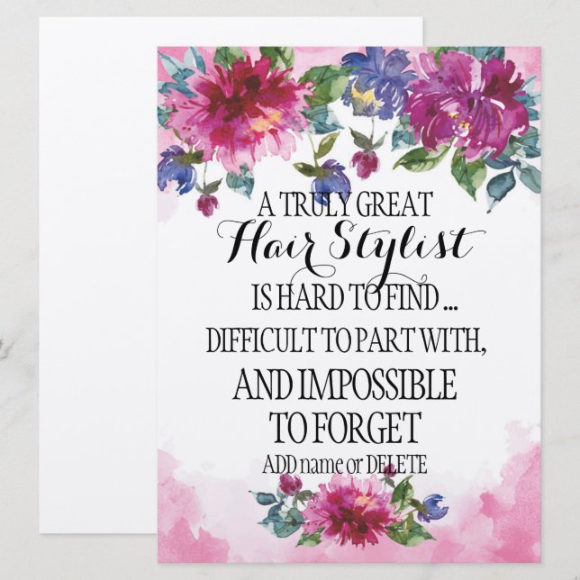 Tarjeta Boda Hair Stylist Gracias regalo de agradecimiento (Anverso / Reverso)