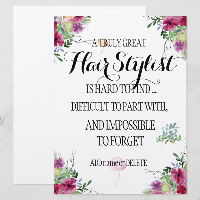 Tarjeta Boda Hair Stylist Gracias regalo de agradecimiento (Anverso / Reverso)