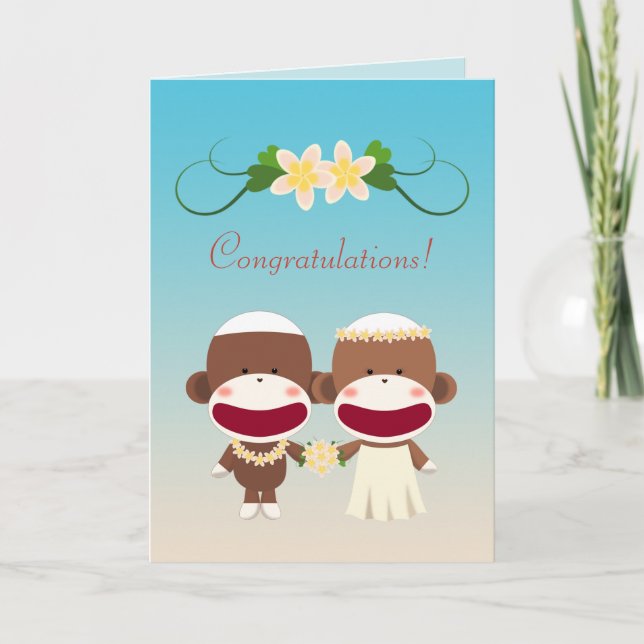 Tarjeta Boda hawaiano del mono calvo (Anverso)