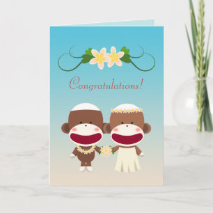 Tarjeta Boda hawaiano del mono calvo