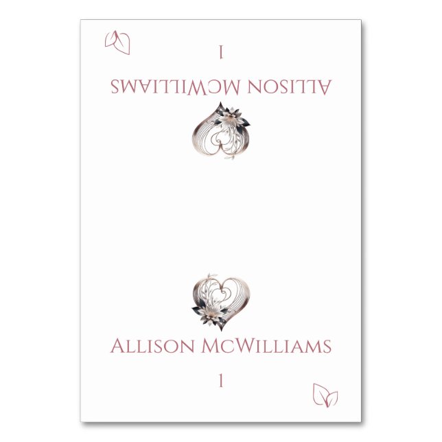 Tarjeta boda-Icono rosa de corazón-vegetariano (Anverso)