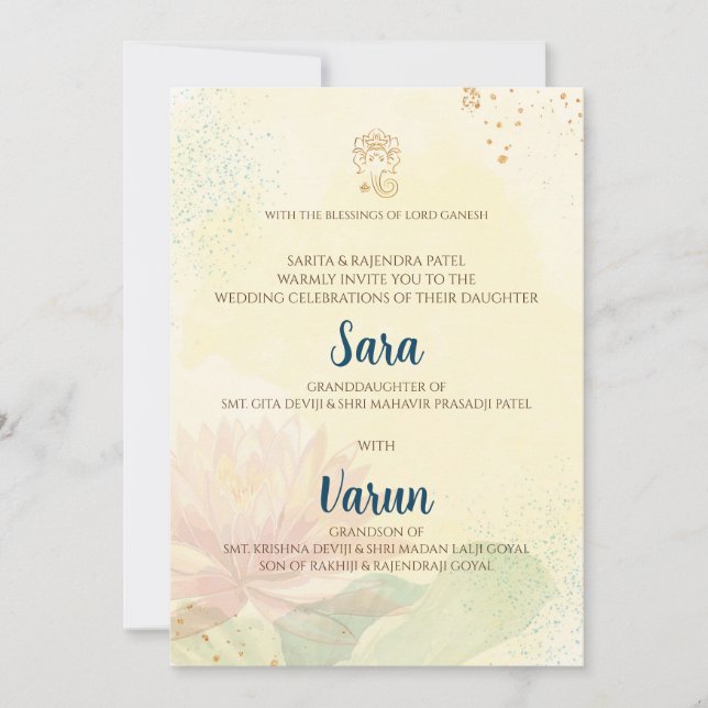 Tarjeta boda india tarjeta Boda hindú digital (Anverso)