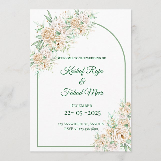 Tarjeta boda islámica de la invitación al Nikkah m (Anverso)