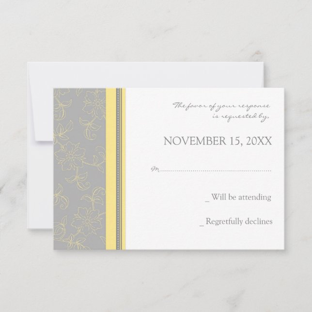 Tarjeta Boda Lemon Gray Floral RSVP (Anverso)