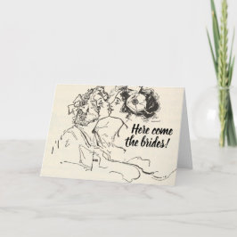Tarjeta Boda lesbiana de citas de besos de época