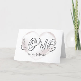 Tarjeta Boda Love Text con Bubble Heart