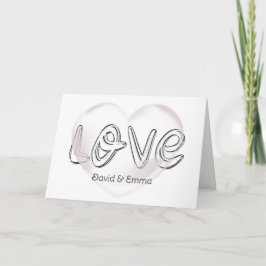 Tarjeta Boda Love Text con Bubble Heart