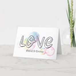 Tarjeta Boda Love Text con burbujas