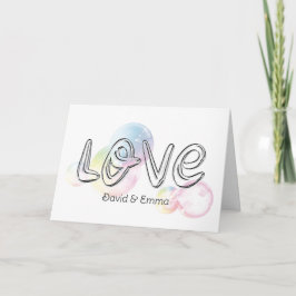 Tarjeta Boda Love Text con burbujas