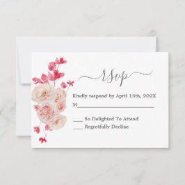 Tarjeta boda Magenta Pink Floral RSVP
