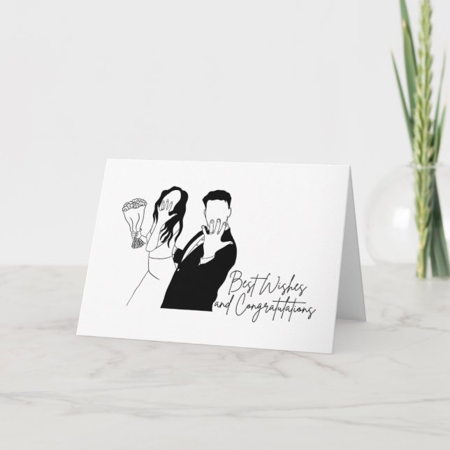 Tarjeta boda, Minimalista, novia, groom, en blanco (Anverso)