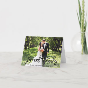 Tarjeta Boda Moderno Brush Script Love and Gracias Note
